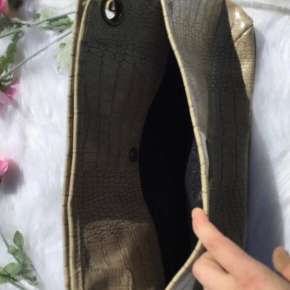 Simply Vera Tan Animal Print Shoulder Beige Tan Purse Faux Snake Skin Medium - Picture 5 of 7